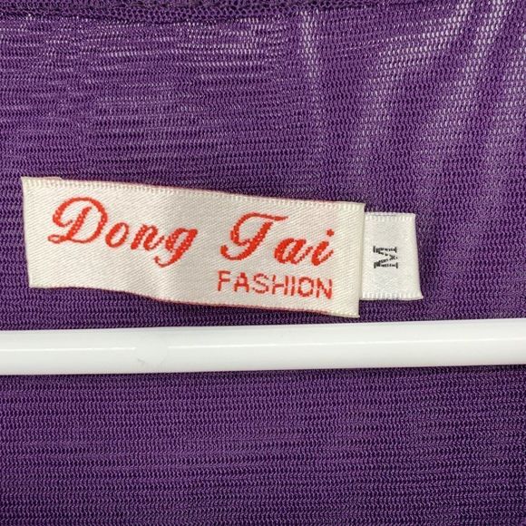 Dong Tai Womens Bling Sequin Bead Top Purple Size M 3328 Pullover ladder sleeve - Picture 5 of 5